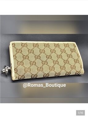 Gucci Tan and Brown Monogram Wallet